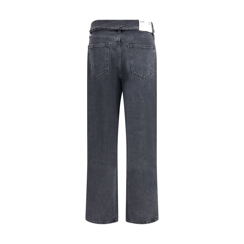 Agolde Black Cotton Tapered Jeans