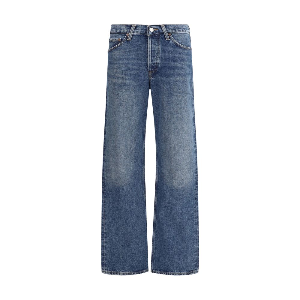 Agolde Blue Cotton Straight-Leg Jeans