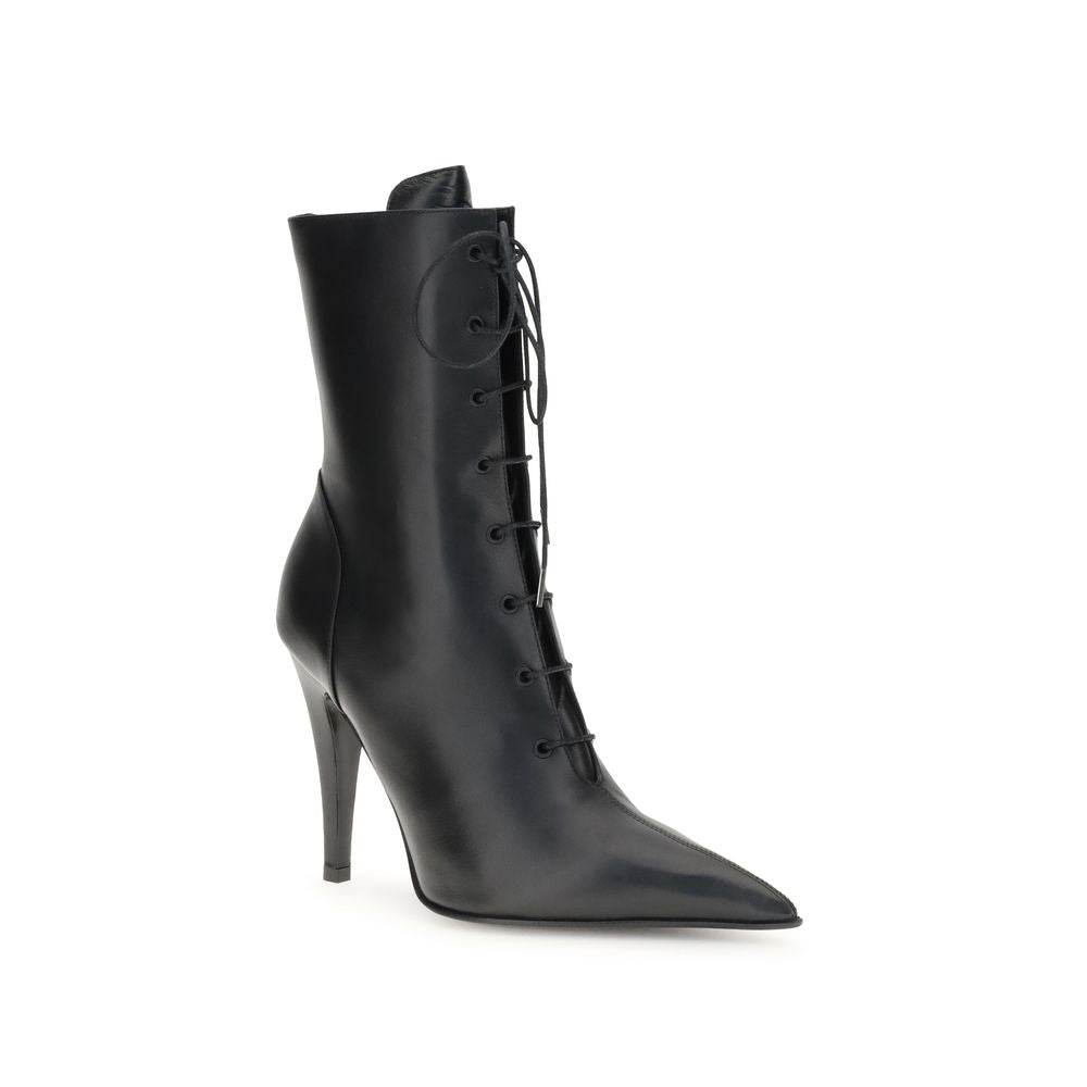 Alexander McQueen Black Calf Leather Bos Taurus Lace-Up Boots