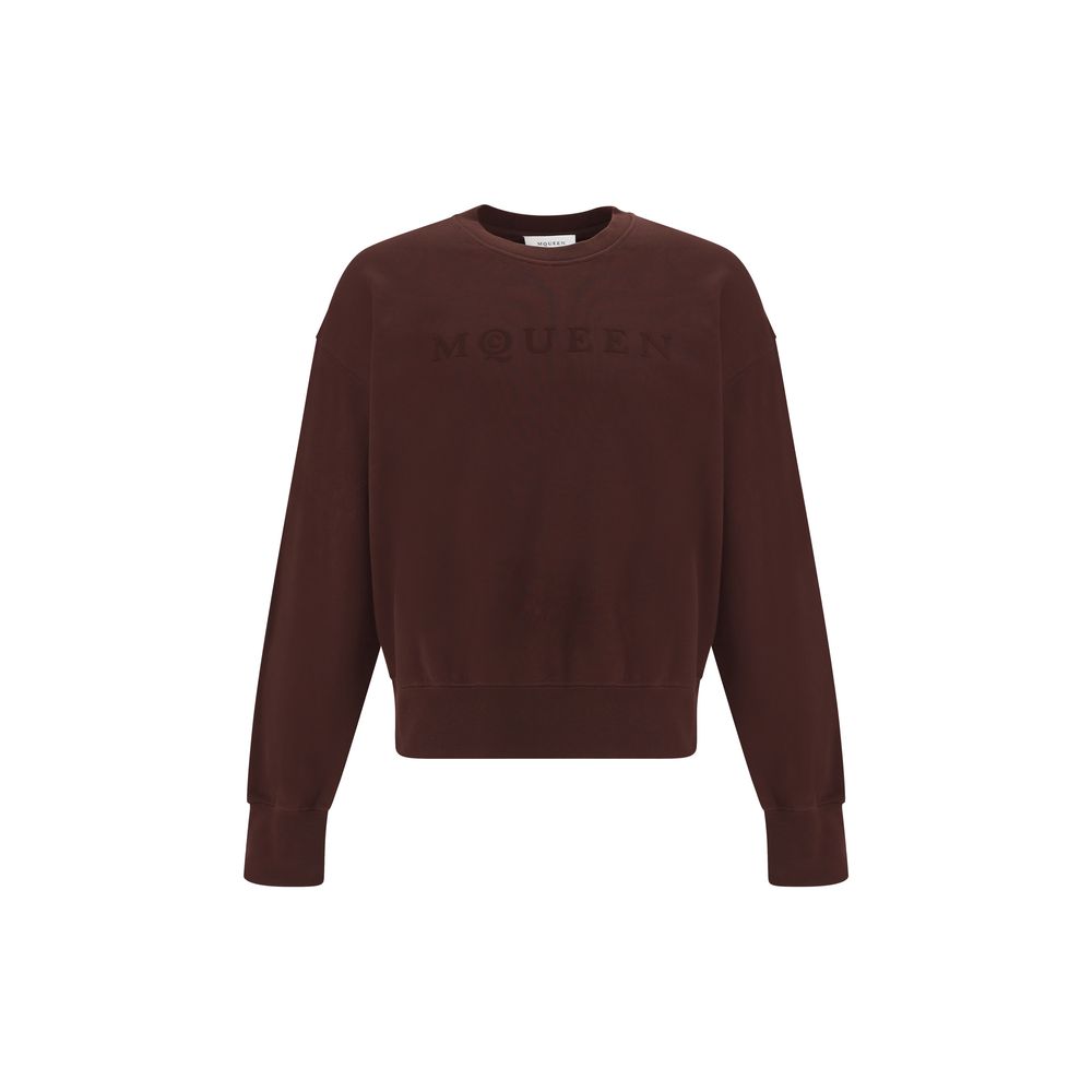 Alexander McQueen Brown Cotton Sweatshirt with tonal logo on chest, crewneck design, made of 100% cotton for a polished casual look.