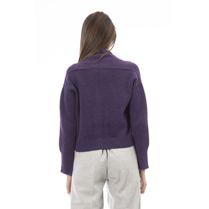 Alpha Studio Purple Merino Wool Women Cardigan