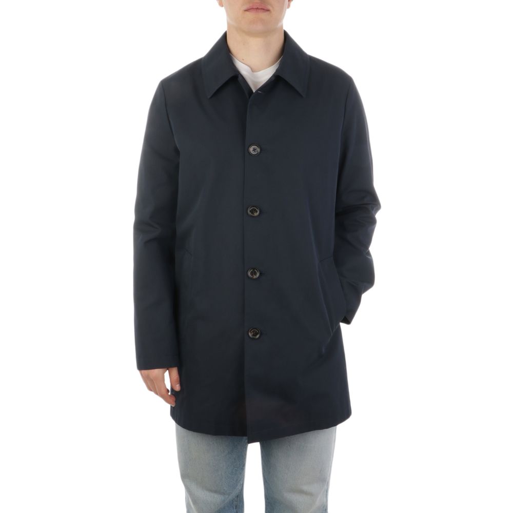 Aquascutum Black Cotton Mens Coat