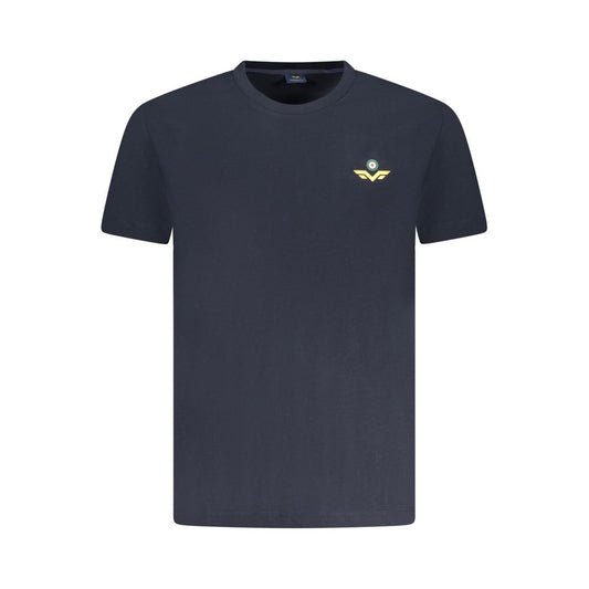 Armata Di Mare Blue Cotton Men T-Shirt with logo and distinctive print, short sleeves, crew neck, ideal for stylish casual wear.