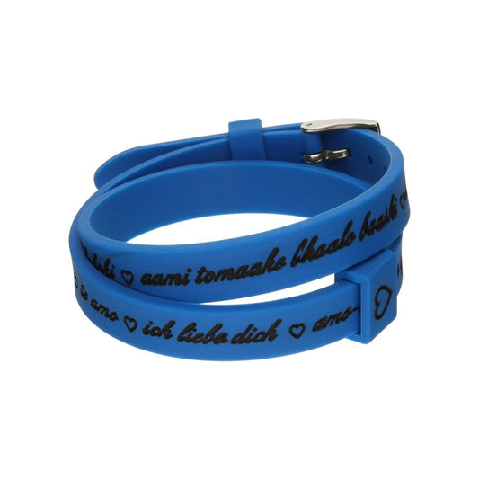 Il MEZZOMETRO Mod. I LOVE YOU SILVER BUCKLE EDITION - BLUE - Bracciale in silicone/silicone bracelet-0