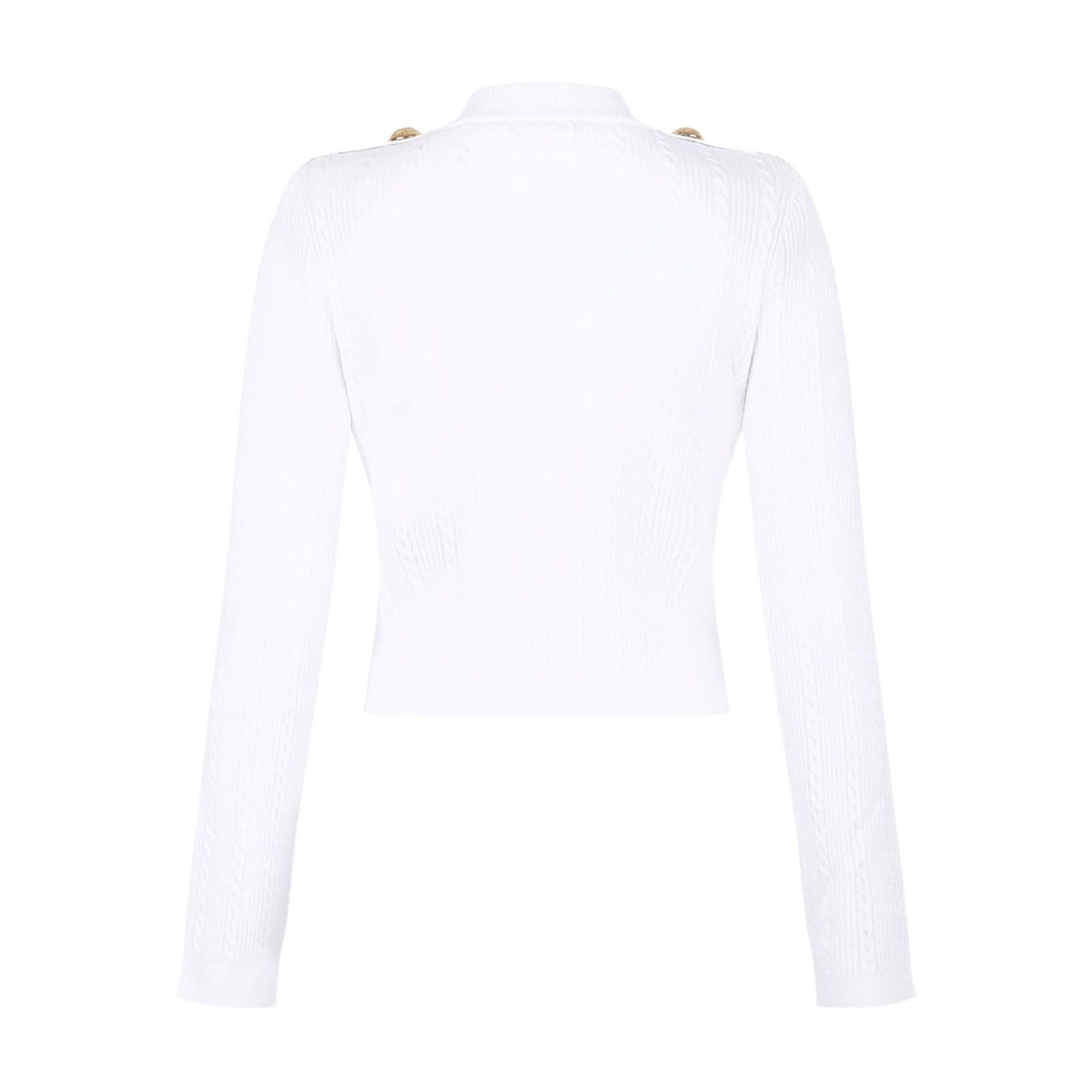 Balmain Button-Trim Cable-Knit Cardigan