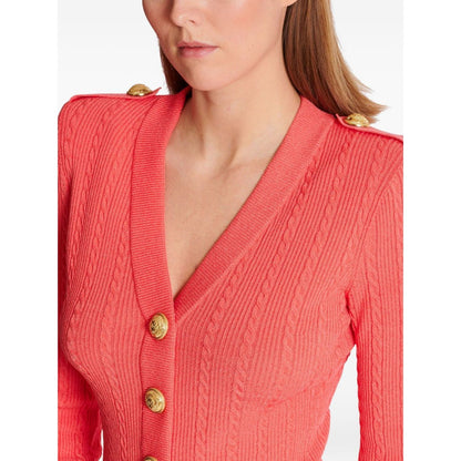 Balmain Long-sleeved twisted knit cardigan