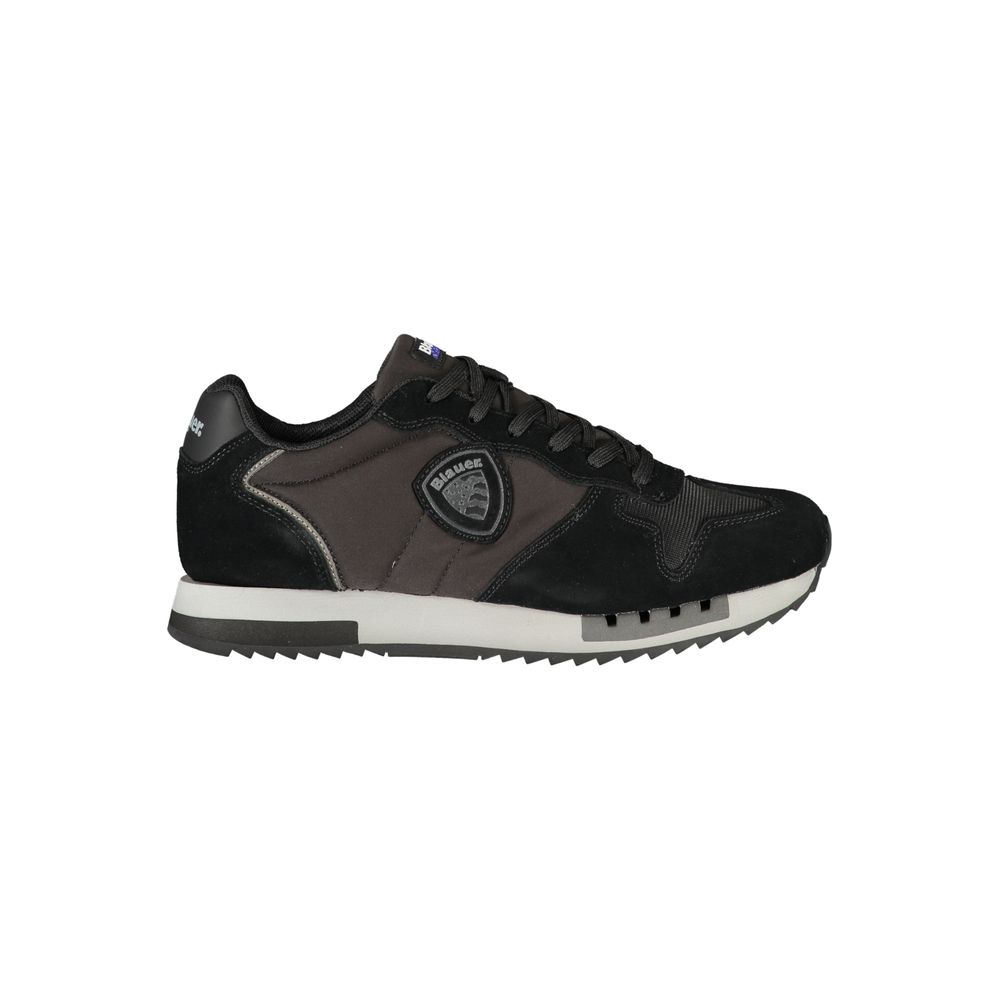 Blauer Black Leather Men Sneaker with sporty design and contrasting details.
