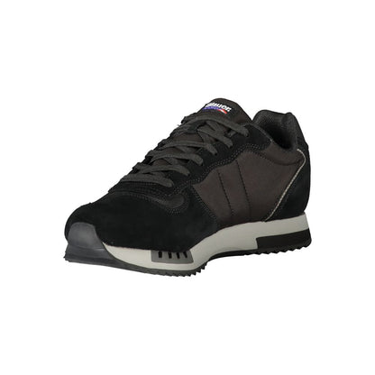 Blauer Black Leather Men Sneaker with contrasting details, crafted for comfort and style, featuring the iconic Blauer logo.