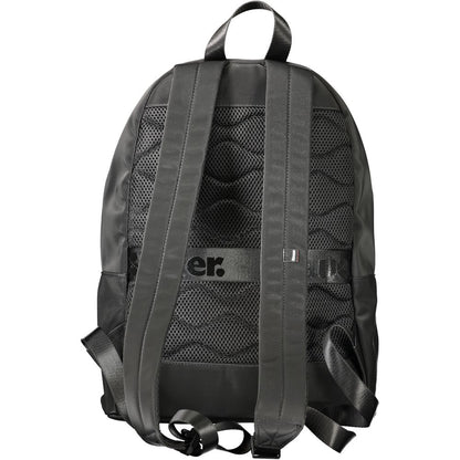 Back view of Blauer Black Polyester Men Backpack with quilted straps and handle.