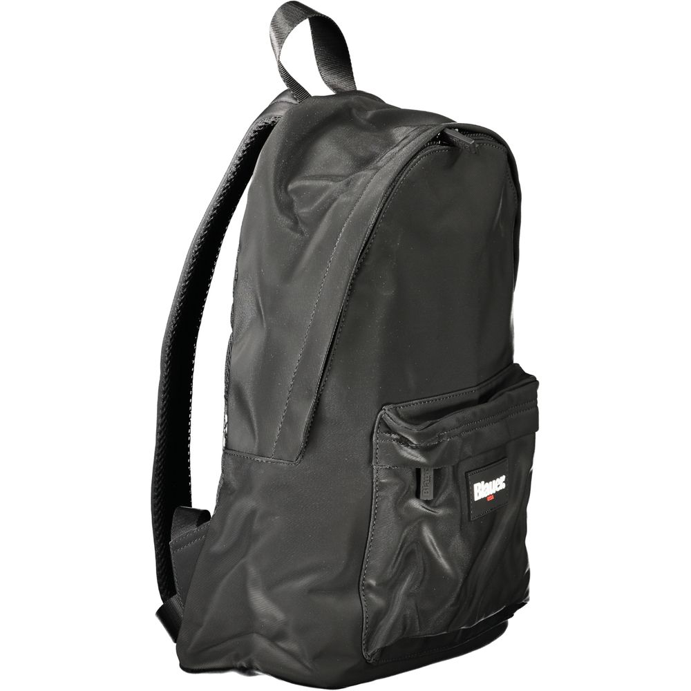 Blauer Black Polyester Men Backpack with structured design, adjustable straps, and external pocket, perfect for professionals and trendsetters.