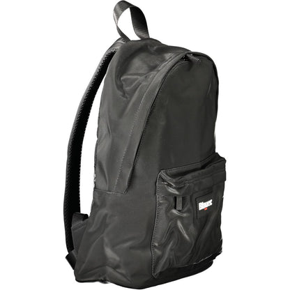 Blauer Black Polyester Men Backpack with structured design, adjustable straps, and external pocket, perfect for professionals and trendsetters.