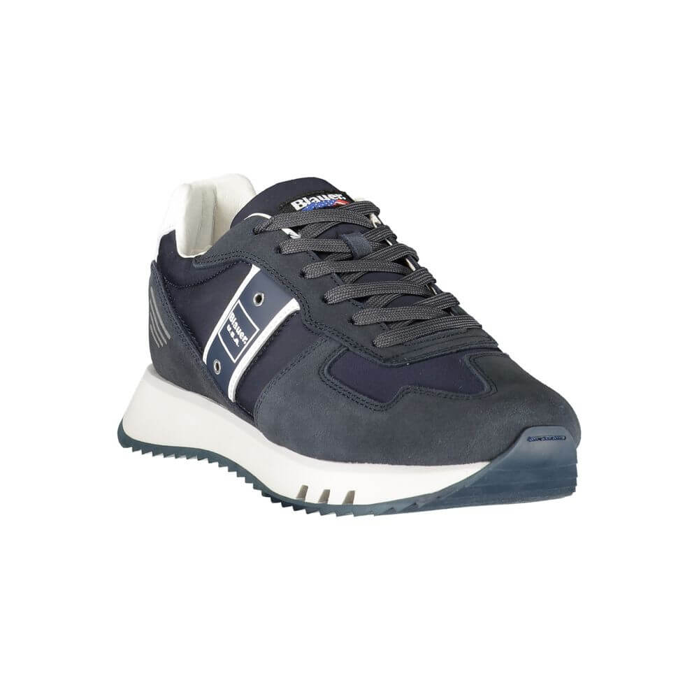 Blauer Blue Leather Men Sneaker with bold blue tones and contrasting details, featuring the iconic Blauer logo for trendsetting style.