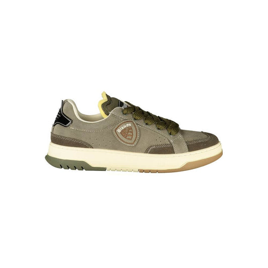 Blauer Green Leather Men Sneaker with contrasting details and Blauer logo