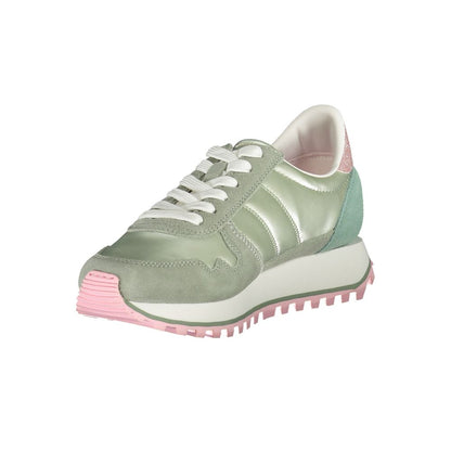 Blauer Green Polyester Women Sneaker with pink accents, featuring a removable footbed for ultimate comfort and style.