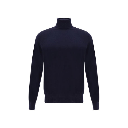 Brunello Cucinelli Blue Cashmere Cashmere Sweater, premium turtleneck, ribbed cuffs, AW25 season, elegant regular fit, 100% cashmere.