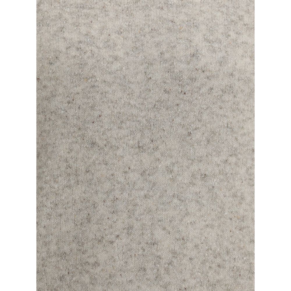 Close-up of Brunello Cucinelli Gray Alpaca Vicugna Pacos Sweatshirt fabric showing mélange pattern and texture.