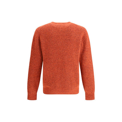 Brunello Cucinelli Orange Alpaca Vicugna Pacos Sweatshirt with ribbed neck and cuffs, showcasing warm, elegant texture for AW25 season.