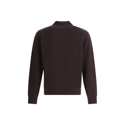 Rear view of Burberry Brown Cashmere Cashmere Sweater with ribbed trim design