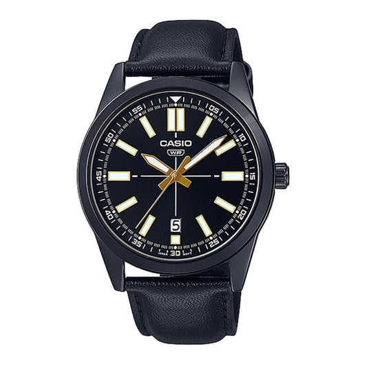 CASIO COLLECTION Mod. CASUAL DATE - LEATHER. FULL BLACK