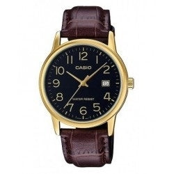 CASIO COLLECTION Mod. DATE GOLD. LEATHER - BLACK