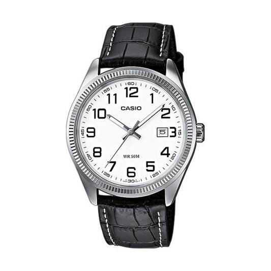 CASIO COLLECTION Mod. DATE. LEATHER - WHITE. NUMBERS