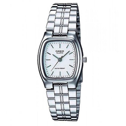 CASIO COLLECTION Mod. ELEGANCE - WHITE ladies wristwatch, mineral dial, stainless steel bracelet, 3 ATM water resistant, quartz movement
