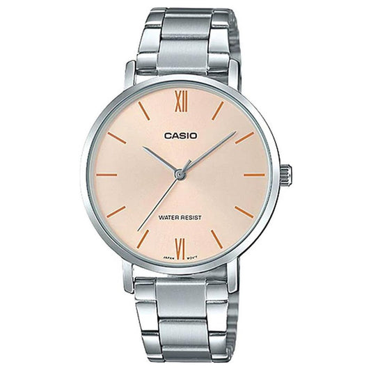 CASIO COLLECTION Mod. MINIMAL - ANTIQUE PINK ladies wristwatch, water resistant, stainless steel bracelet, quartz movement.