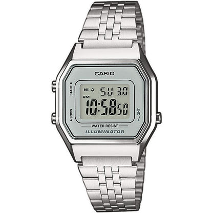 CASIO EU WATCHES Mod. LA680WEA-7EF unisex wristwatch with stainless steel bracelet and quartz movement.