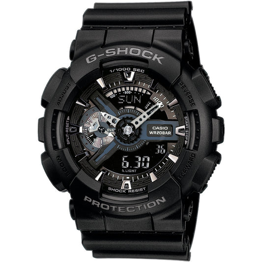 CASIO G-SHOCK Mod. GS-BASIC - BLACK resin wristwatch with 20 ATM water resistance, multifunction quartz movement, mineral dial.