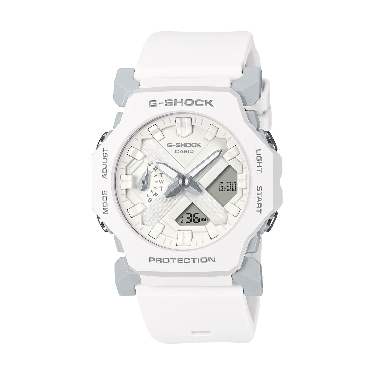 CASIO G-SHOCK Mod. SLIM CLASSIC white unisex wristwatch with resin case and strap, 42mm, water resistant 20 ATM, quartz multifunction.