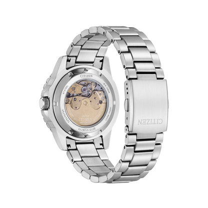 CITIZEN WATCHES Mod. NJ0170-83Z, stainless steel mechanical wristwatch, 43mm case, 10 ATM water resistance, displayed in official box.