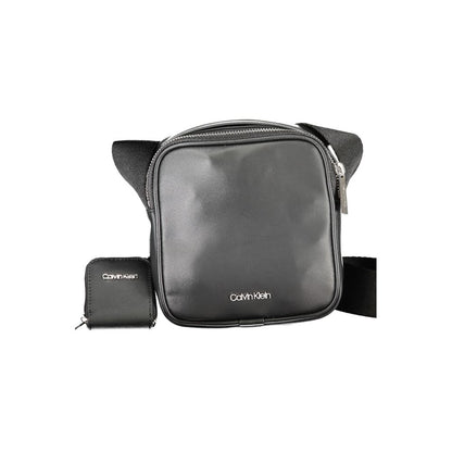 Calvin Klein Black Polyester Shoulder Bag with adjustable strap, internal pocket, removable coin purse, and zip closure.