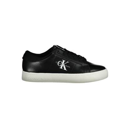 Calvin Klein Black Polyethylene Women Sneaker with iconic logo, sleek and modern design, perfect for urban fashion enthusiasts.