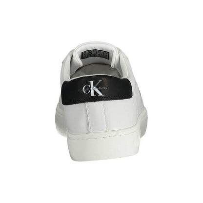Calvin Klein White Recycled Polyester Men Sneaker featuring bold logo and sustainable design.