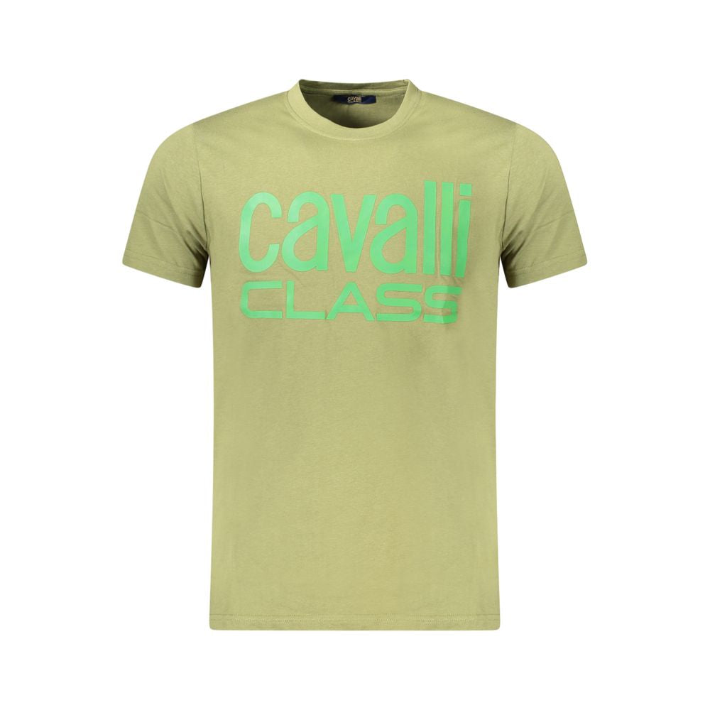 Cavalli Class Green Cotton Men T-Shirt