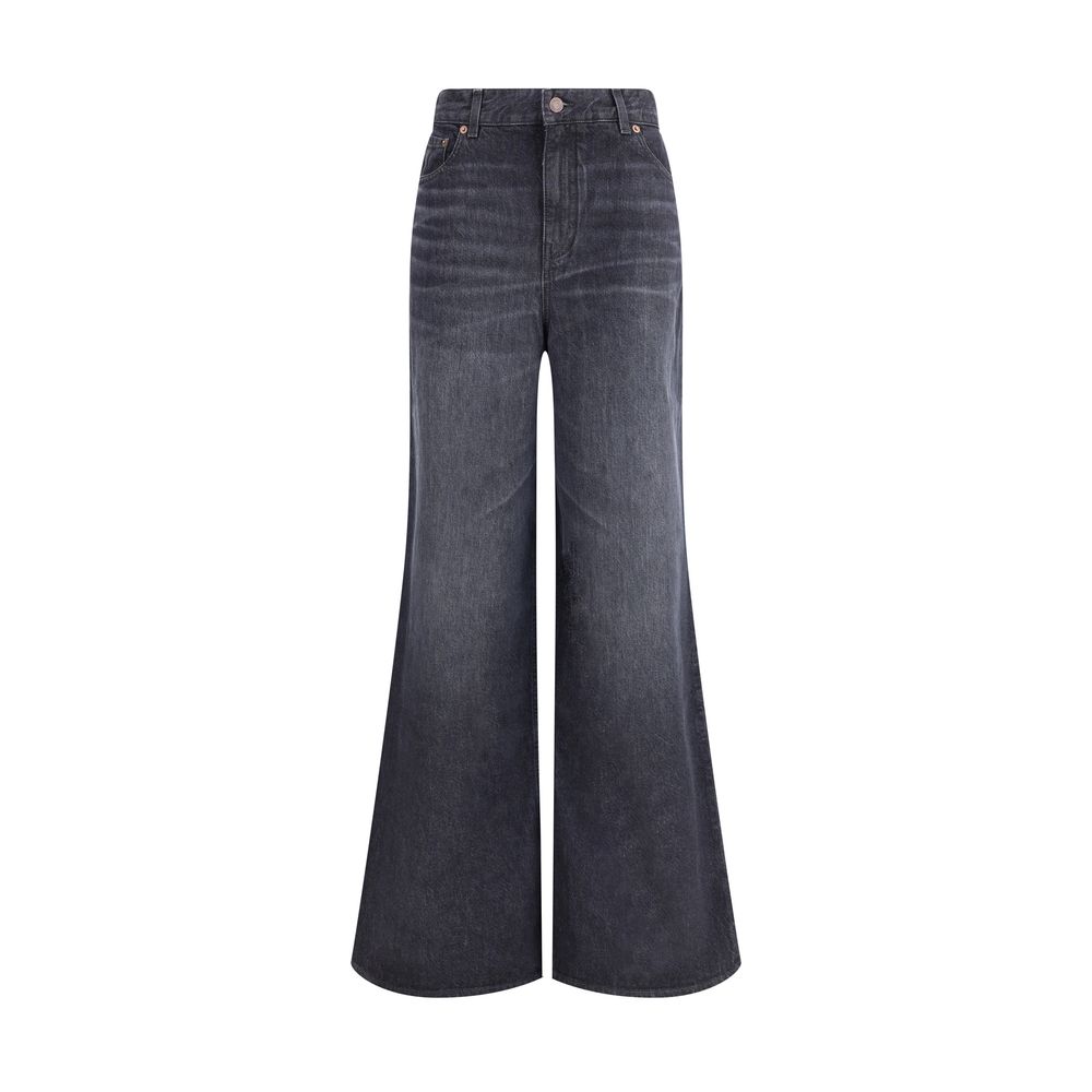 Chloé Black Cotton Flared Jeans - pure cotton, mid-rise with belt loops, sophisticated casual essential for AW25 season.