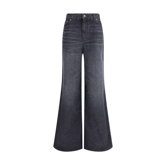 Chloé Black Cotton Flared Jeans - pure cotton, mid-rise with belt loops, sophisticated casual essential for AW25 season.