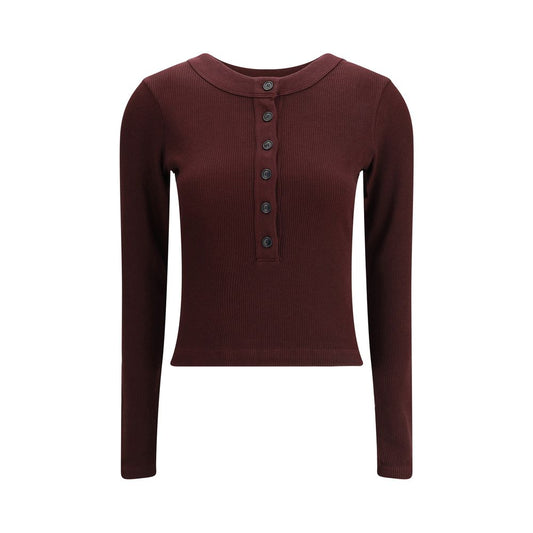 Citizens of Humanity Bordeaux Cotton Top with long sleeves, ribbed design, round neckline, and button closure for AW25.