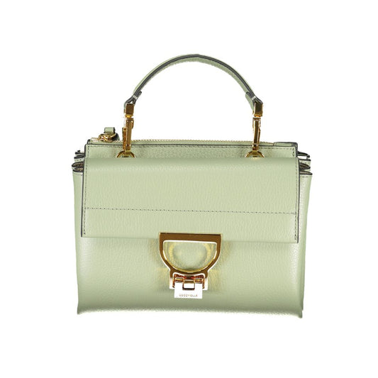 Coccinelle Green Leather Women Handbag with detachable handle and adjustable strap showcasing high-end fashion and functionality.