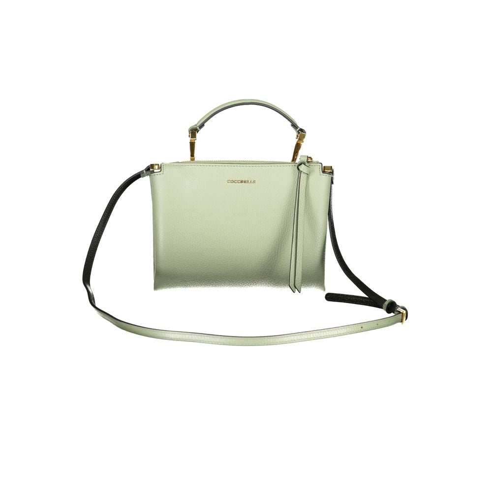 Coccinelle Green Leather Women Handbag with detachable handle and adjustable strap, showcasing premium Italian craftsmanship.