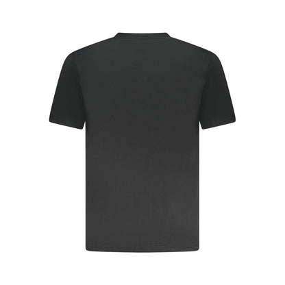 Back view of Converse Black Cotton Men T-Shirt with short sleeves, iconic design, and breathable cotton fabric.