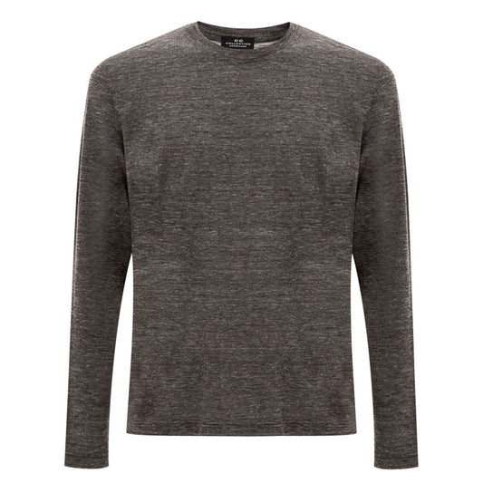 Corneliani Gray Wool T-Shirt, long-sleeve crew neck made in Italy from wool blend fabric, shown in size 50.