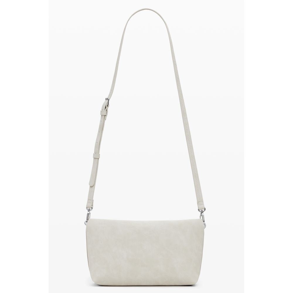 Desigual Beige Polyethylene Women Handbag with removable shoulder handle and contrasting details displayed front view.