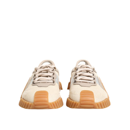 Dolce & Gabbana Beige Lace Up Low Top NS1 Men Sneakers Shoes