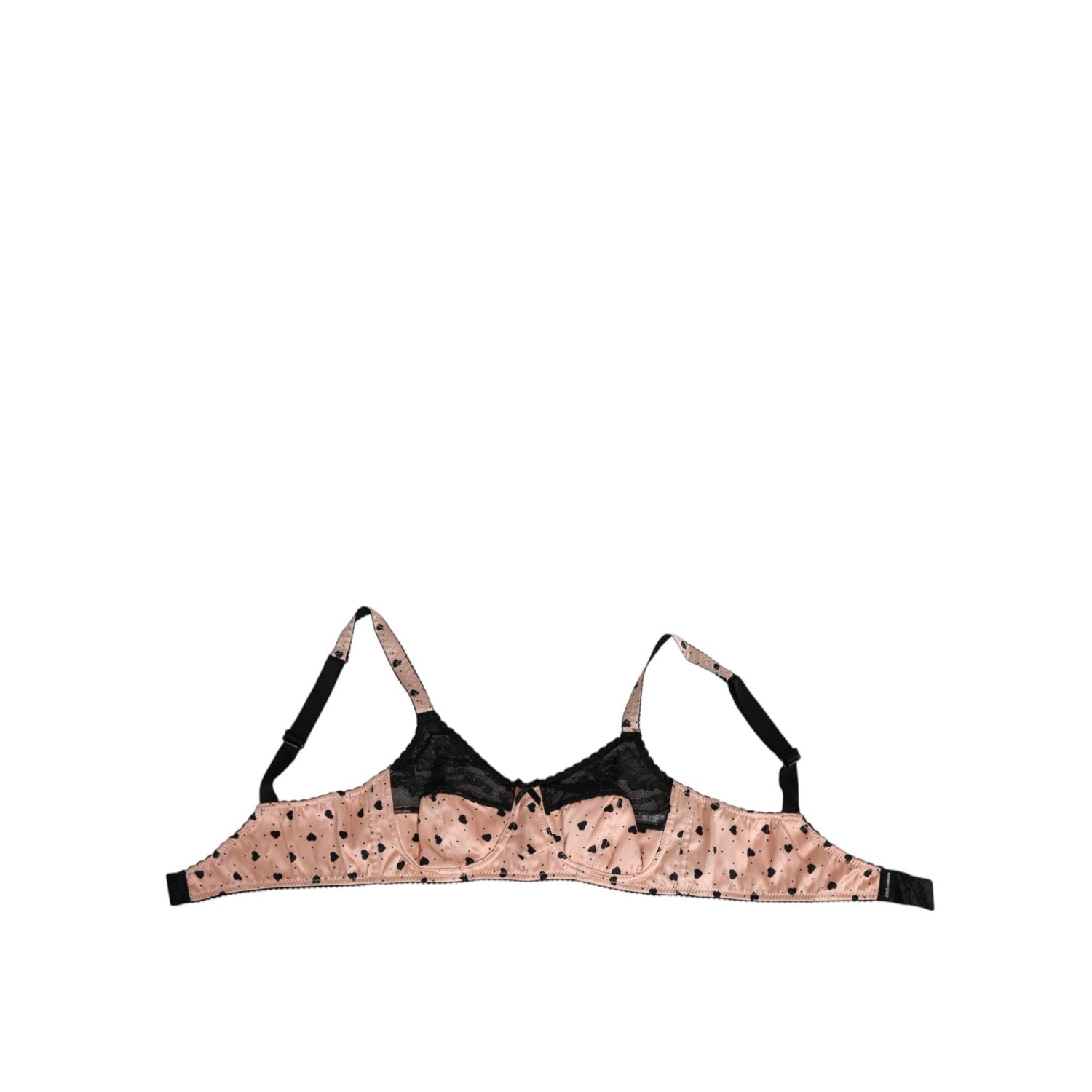 Dolce & Gabbana Beige Silk Heart Print Soft Cup Bra Underwear