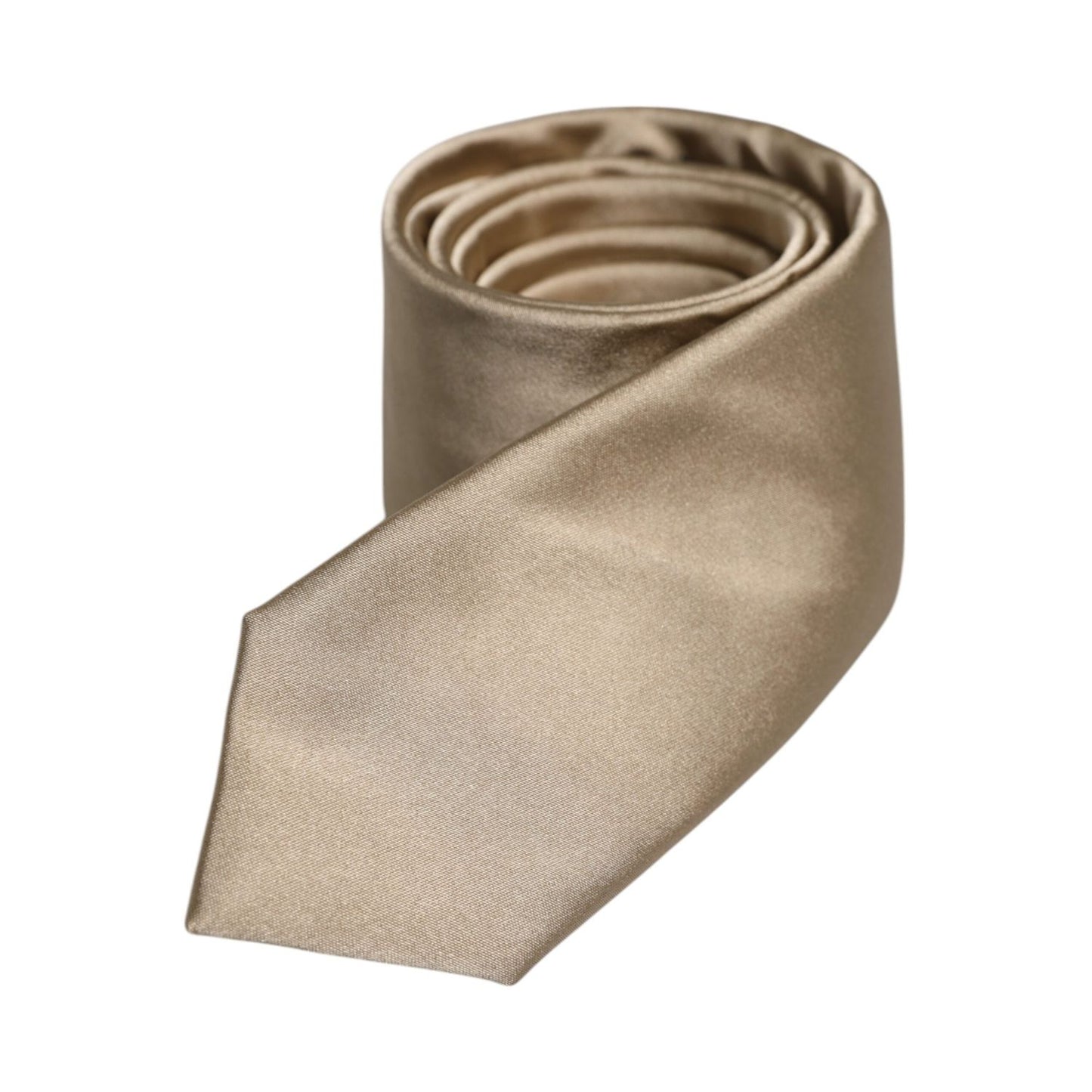 Dolce & Gabbana Beige Solid Silk Adjustable Necktie Tie