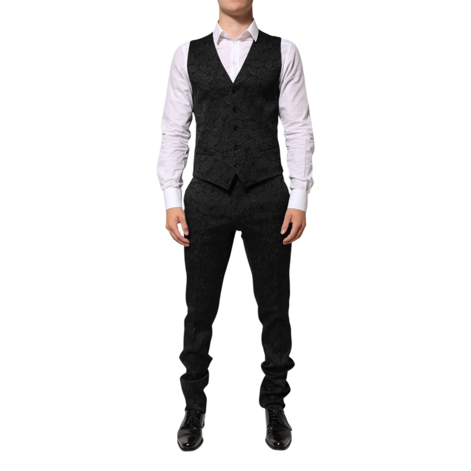 Dolce & Gabbana Black 3 Piece Brocade Jacquard Suit MARTINI