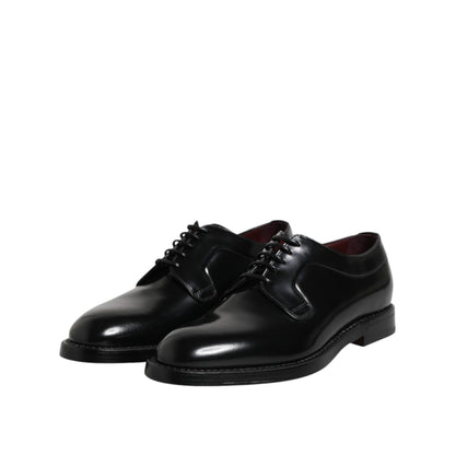 Dolce & Gabbana Black Calf Leather Lace Up Dress Shoes