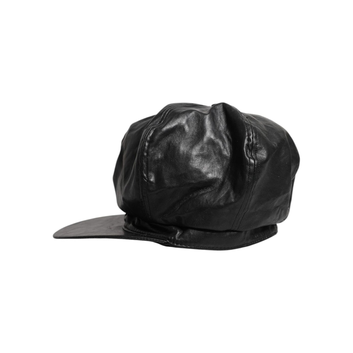 Dolce & Gabbana Black Calf Newsboy Capello Cabbie Hat