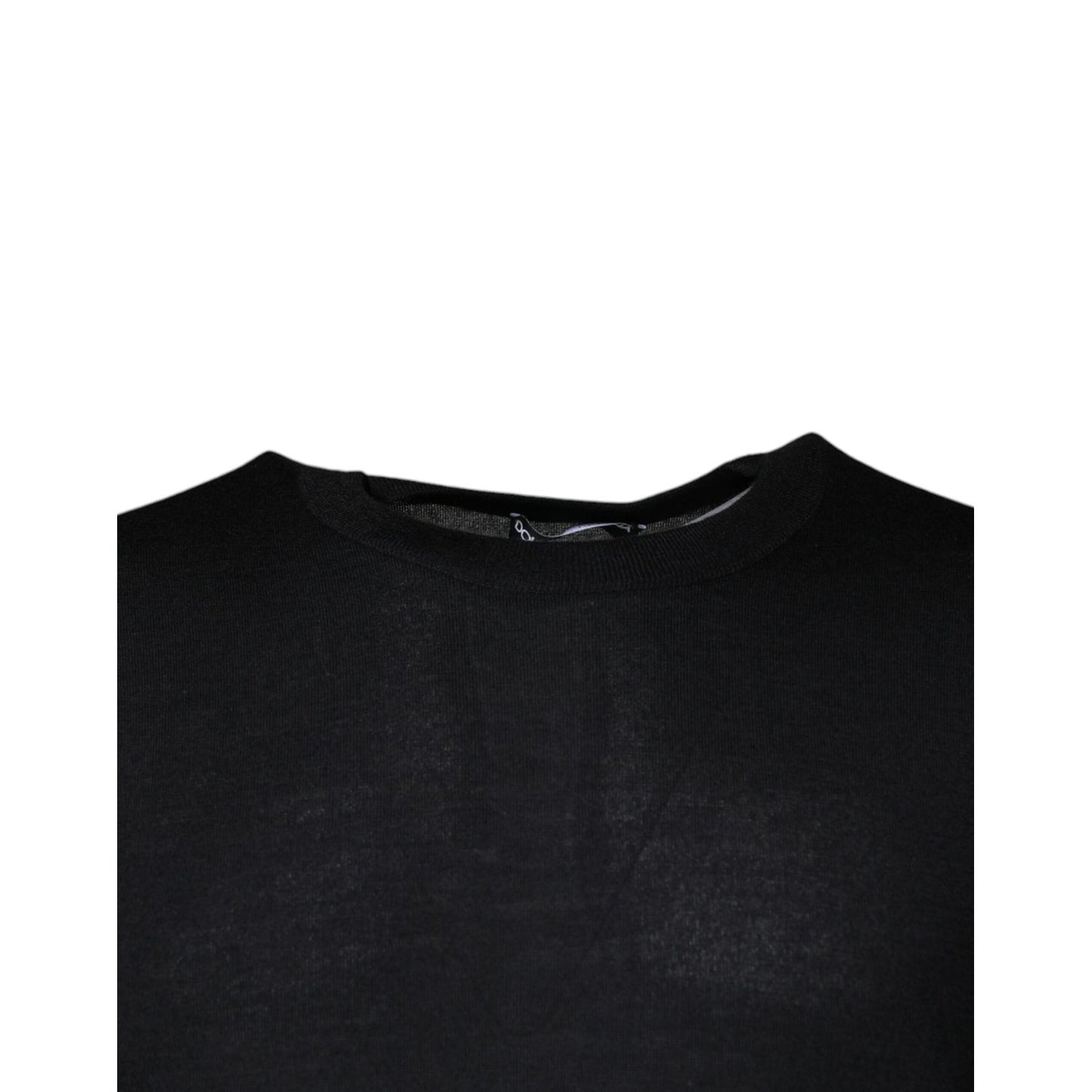 Dolce & Gabbana Black Cashmere Crew Neck Pullover Sweater, close-up view